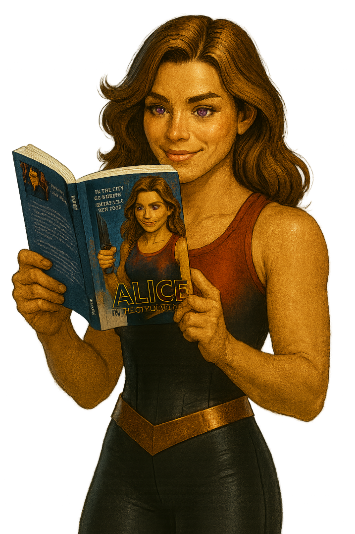 Alice segurando um livro