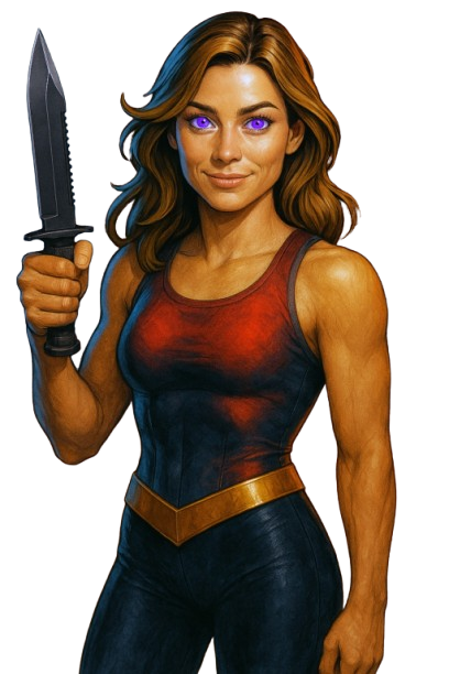 Alice holding a knife